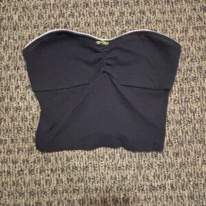 Black Ruched Bustier Crop Top